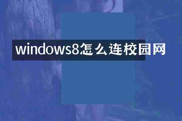 windows8怎么连校园网