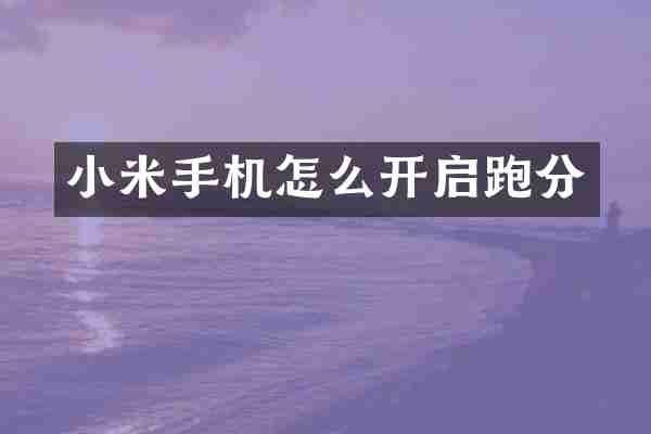 小米手机怎么开启跑分