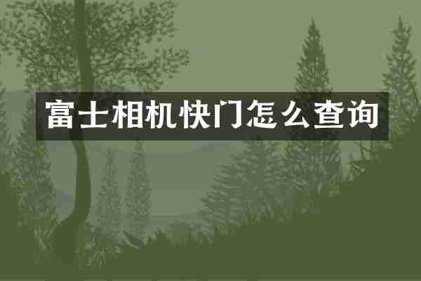 富士相机快门怎么查询
