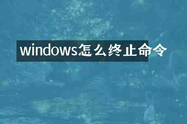 windows怎么终止命令