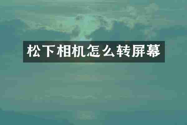松下相机怎么转屏幕