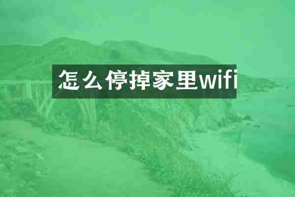 怎么停掉家里wifi