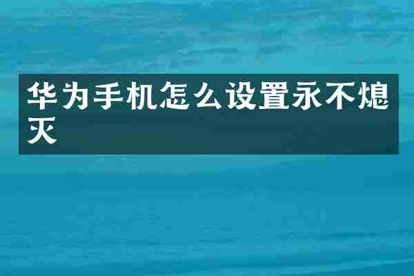 华为手机怎么设置永不熄灭