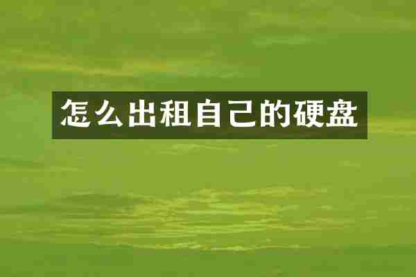 怎么出租自己的硬盘