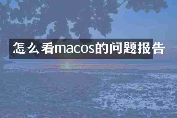 怎么看macos的问题报告