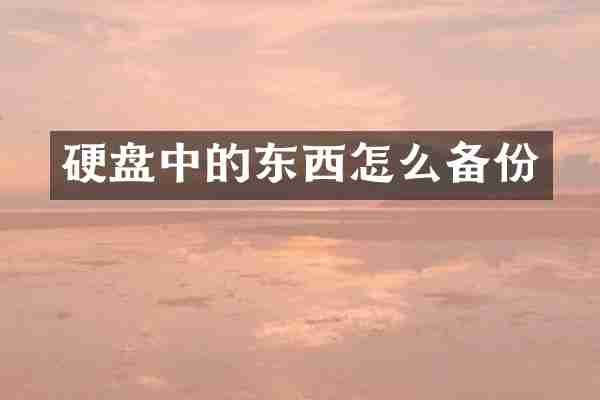 硬盘中的东西怎么备份