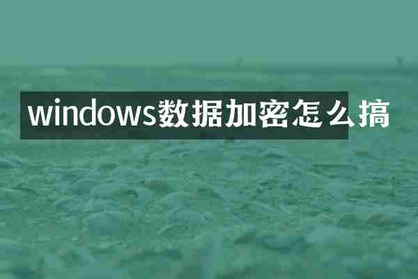 windows数据加密怎么搞