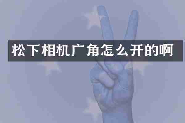 相机广角怎么开的啊