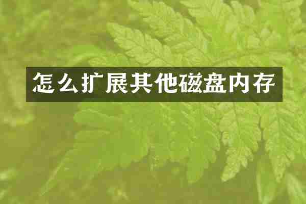 怎么扩展其他磁盘内存