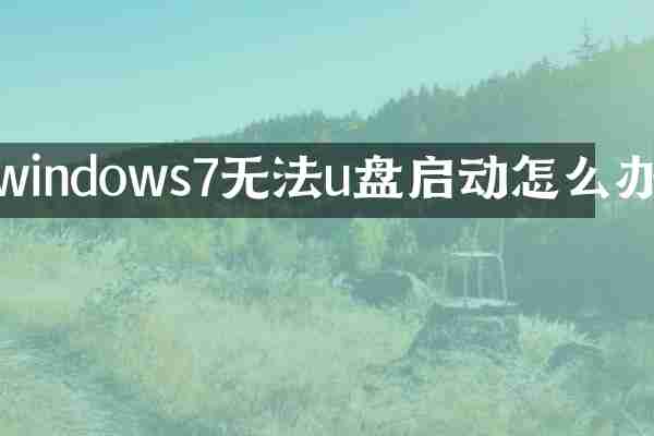 windows7无法u盘启动怎么办