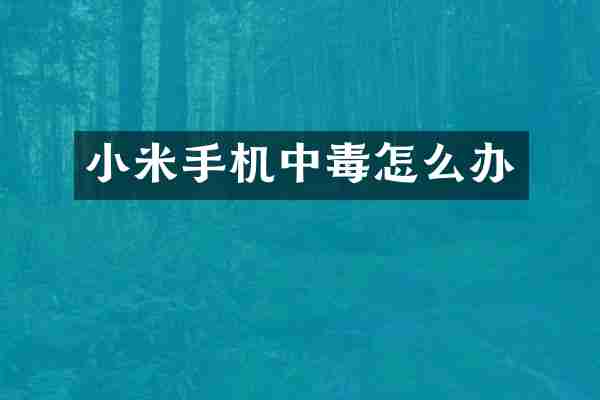 小米手机中毒怎么办