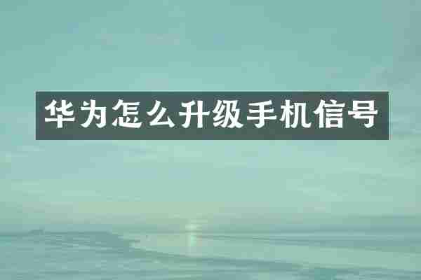 华为怎么升级手机信号