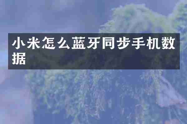 小米怎么蓝牙同步手机数据