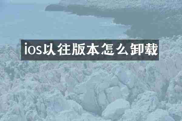 ios以往版本怎么卸载