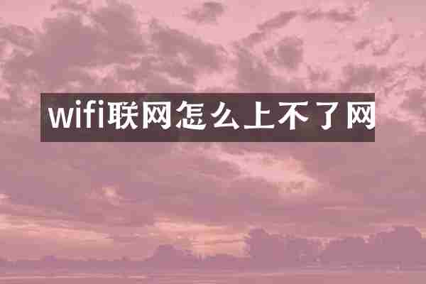 wifi联网怎么上不了网