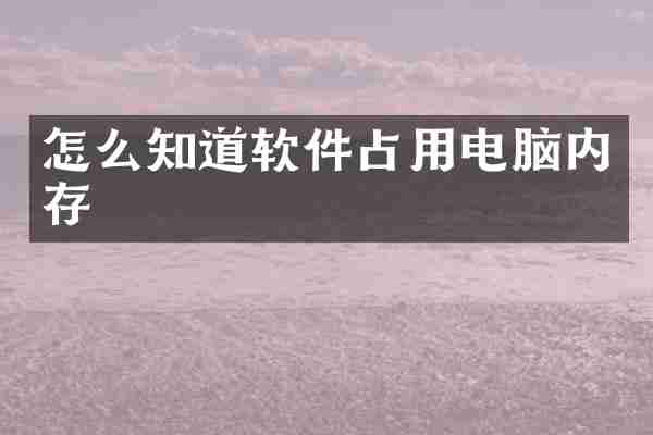 怎么知道软件占用电脑内存