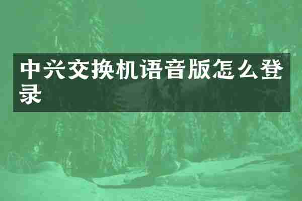 中兴交换机语音版怎么登录