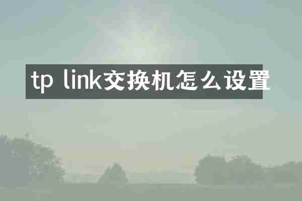 tp link交换机怎么设置