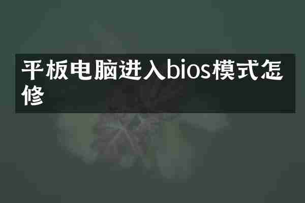 平板电脑进入bios模式怎么修