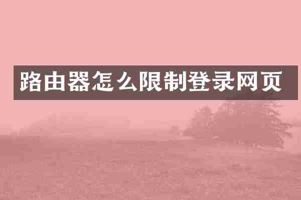 路由器怎么限制登录网页