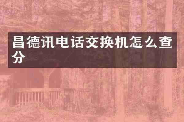昌德讯电话交换机怎么查分