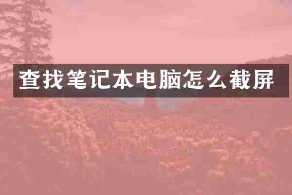 查找笔记本电脑怎么截屏