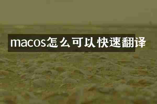 macos怎么可以快速翻译
