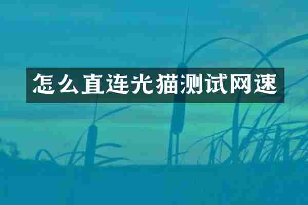 怎么直连光猫测试网速