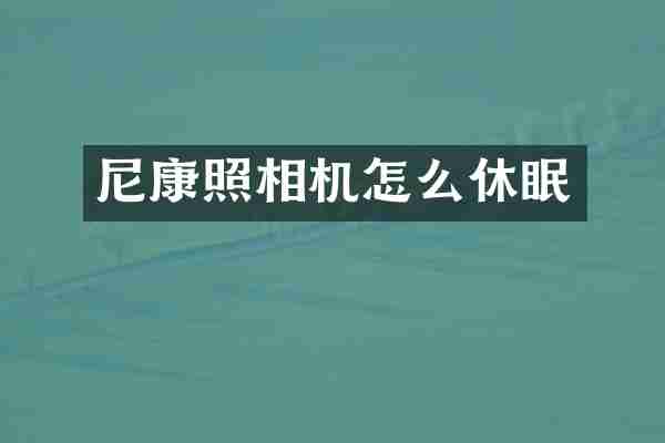 尼康照相机怎么休眠