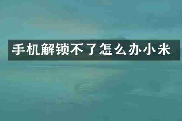 手机解锁不了怎么办小米