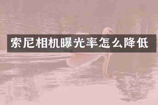 索尼相机曝光率怎么降低