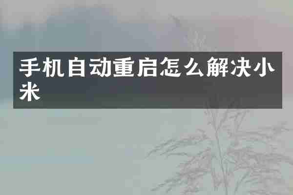 手机自动重启怎么解决小米