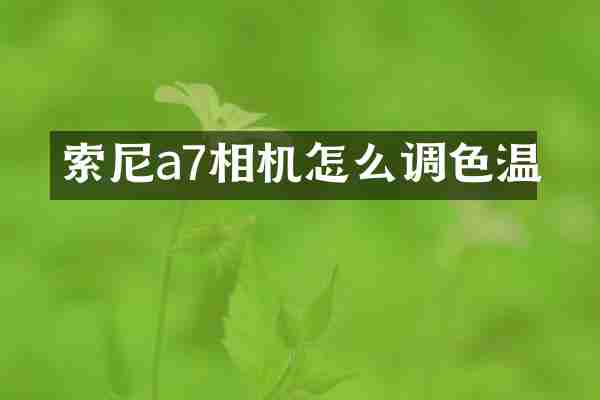 a7相机怎么调色温