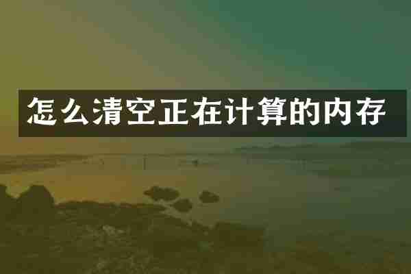 怎么清空正在计算的内存