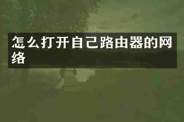 怎么打开自己路由器的网络