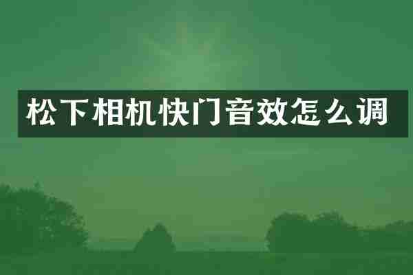 松下相机快门音效怎么调