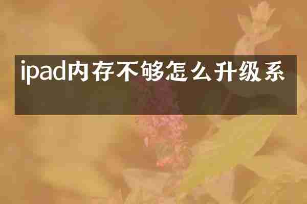 ipad内存不够怎么升级系统