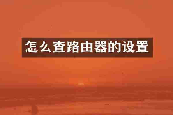 怎么查路由器的设置