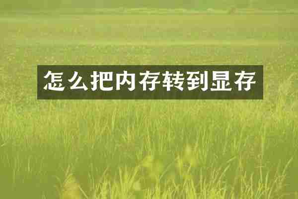 怎么把内存转到显存