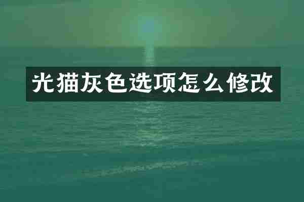 光猫灰色选项怎么修改