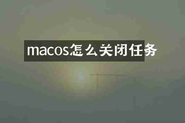macos怎么关闭任务