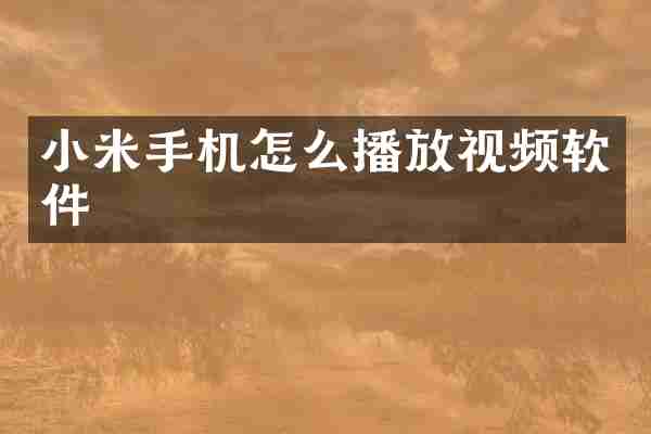 小米手机怎么播放视频软件