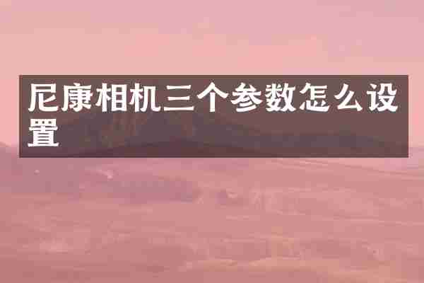 尼康相机三个参数怎么设置