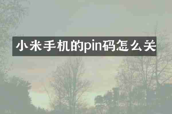 小米手机的pin码怎么关