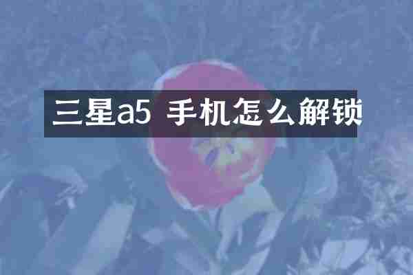 三星a5 手机怎么解锁