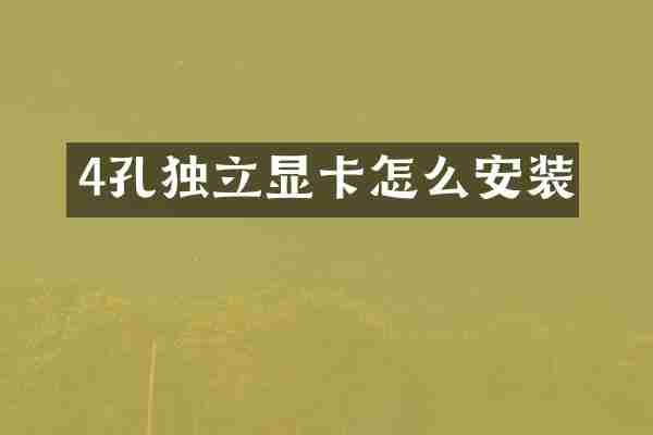 4孔独立显卡怎么安装