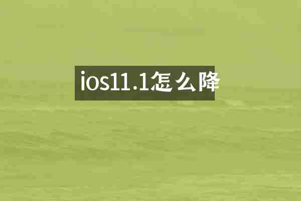 ios11.1怎么降