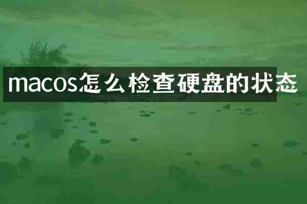 macos怎么检查硬盘的状态