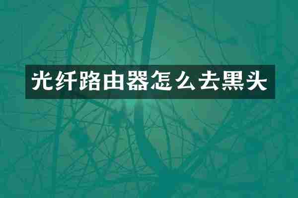 光纤路由器怎么去黑头