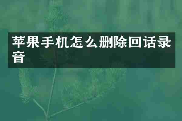 苹果手机怎么删除回话录音